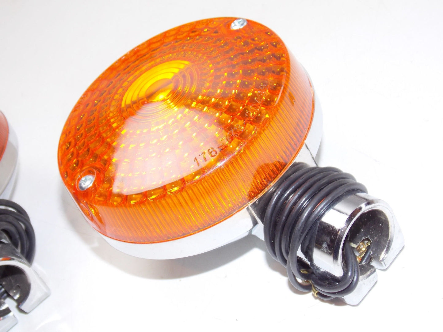VINTAGE TURN SIGNAL BLINKER AMBER REFLECTOR SUZUKI KAWASAKI YAMAHA 3.5" 90mm - MotoRaider