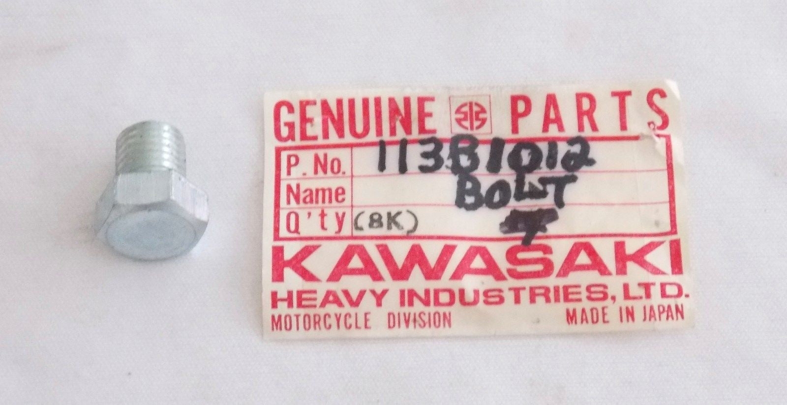 NOS KAWASAKI 1966 1967 1968 1969 HEX HEAD BOLT 10X12  W1 W2 113B1012 - MotoRaider