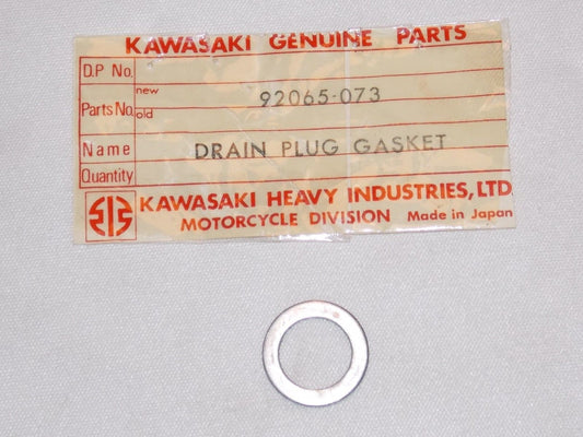NOS KAWASAKI 1971-2015 OIL DRAIN PLUG GASKET KLX650 KS125 KXT250   92065-073 - MotoRaider