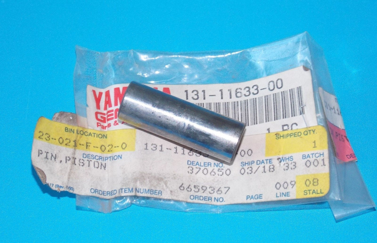 NOS OEM YAMAHA 1967-83 1990-2000/06/08 PISTON PIN RS100 RT100 YL2   131-11633-00 - MotoRaider