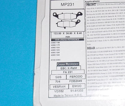 NOS EMGO BRAKE PADS 91-71925 FITS SUZUKI 1985-1992  LT230/250/500 - MotoRaider