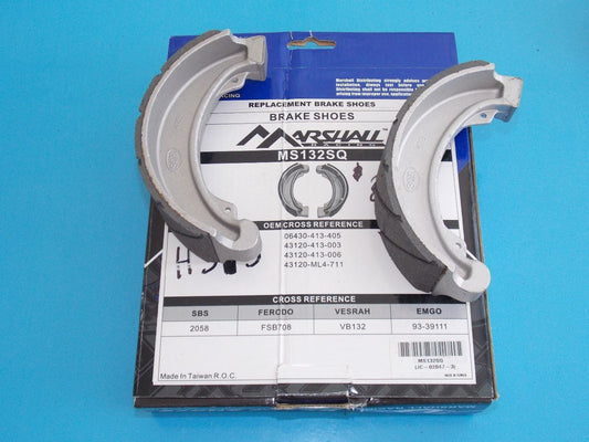 NOS MARSHALL REPLACEMENT RACING BRAKE SHOES GROOVED MS132SQ - MotoRaider