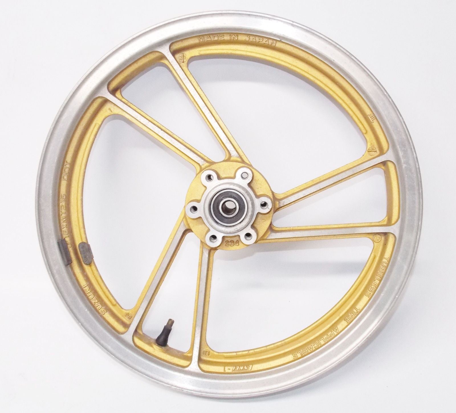 NOS 1984 NOS 16" x 2.15 ENKEI GOLD ALLOY WHEEL FRONT SUZUKI RGV250 WOLF TUBELESS - MotoRaider