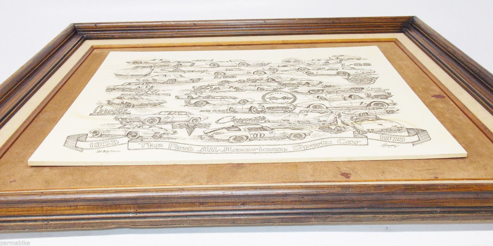 1977 GM CHEVROLET CORVETTE L82 L88 427 454 STINGRAY MARBLE ETCHED FRAMED ART - MotoRaider