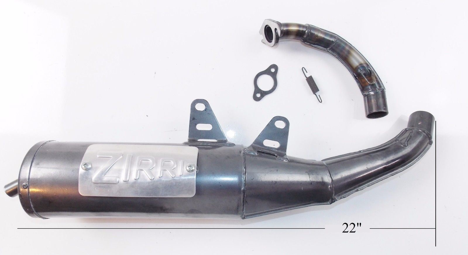 ZIRRI RACING EXHAUST MUFFLER L=22" PIAGGIO YAMAHA APRILIA MALAGUTI MINARELLI - MotoRaider