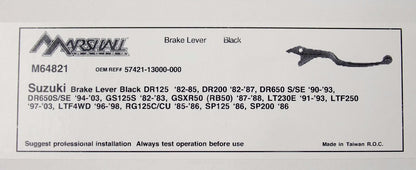 MARSHALL BLACK BRAKE LEVER SUZUKI DR650S GS125S LT M64821 | OE # 57421-13000-000 - MotoRaider