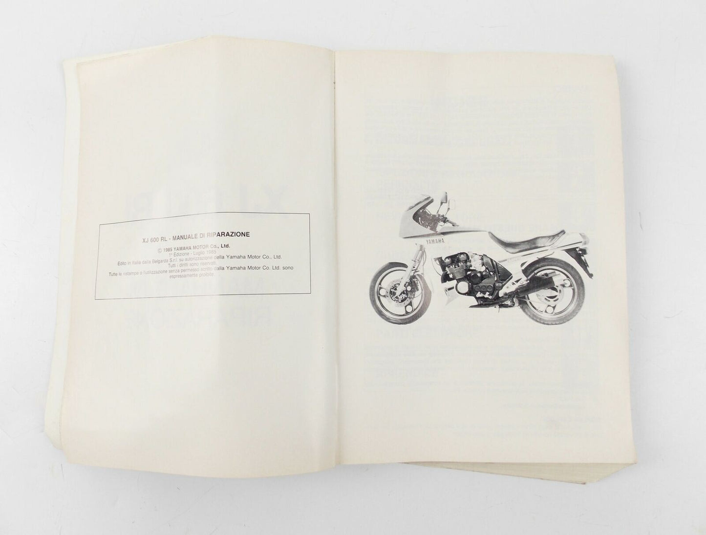 YAMAHA 1985 XJ 600 RL WORKSHOP MANUAL MAINTENANCE REPAIR BOOK ITALIAN - MotoRaider