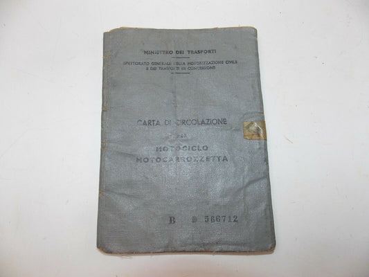 1964 GILERA G-124 OWNER CERTIFICATE BOOK ORIGINAL MOTORCYCLE ITALIAN DOCUMENT - MotoRaider