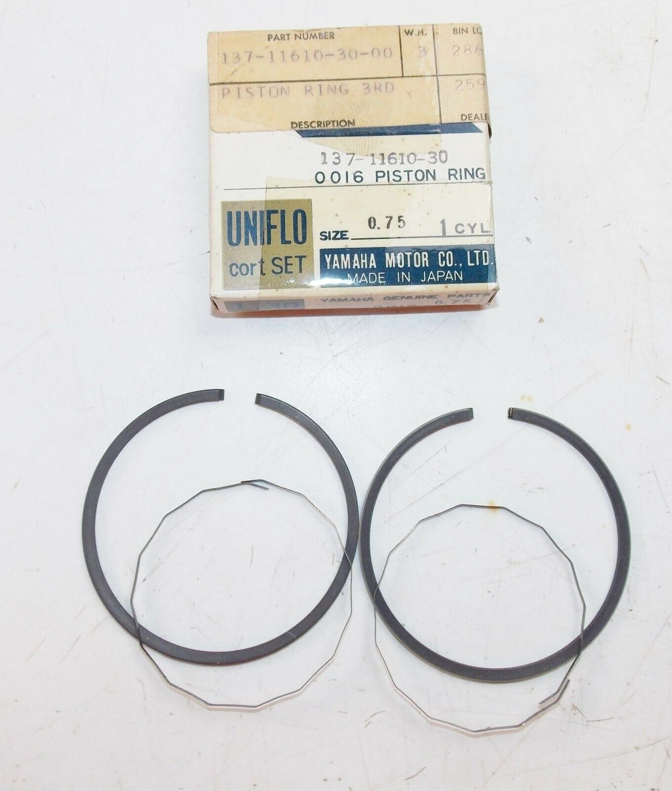 NOS YAMAHA  1965 1966 PISTON RING SET 3RD OVER 0.75  YA6   137-11610-30 - MotoRaider
