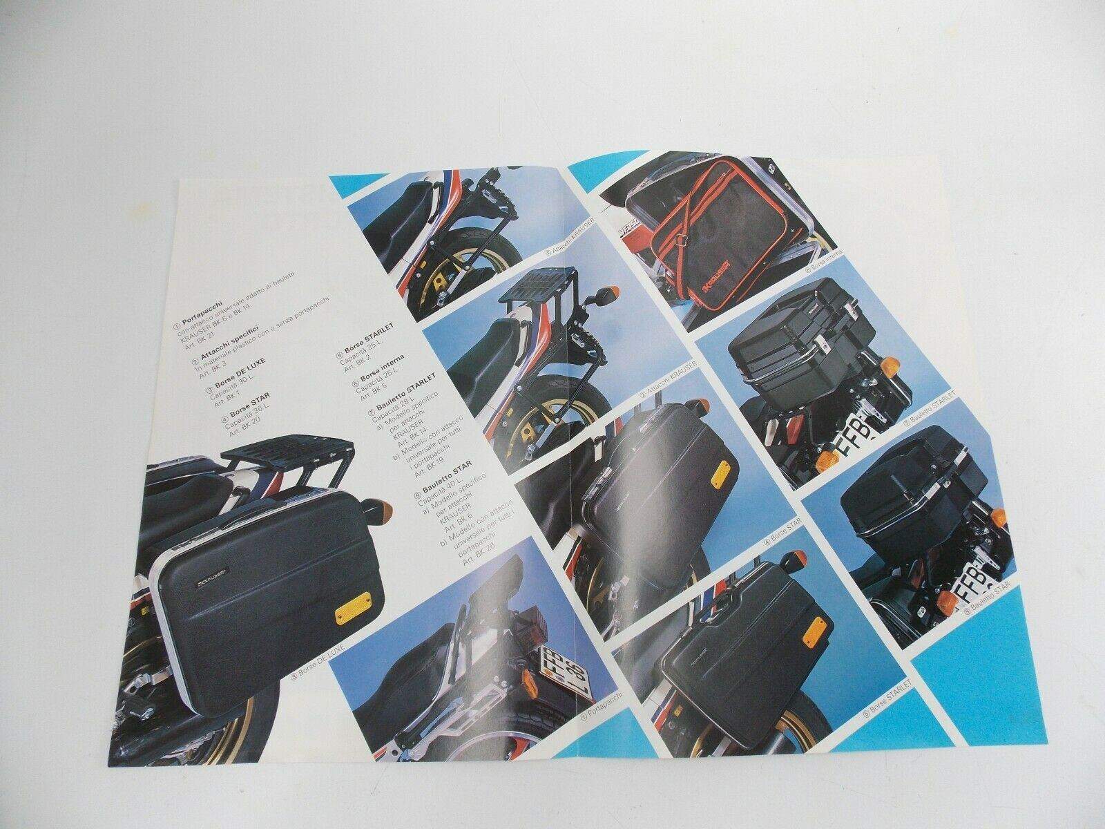 ORIGINAL KRAUSER LUGGAGE SYSTEM TOP CASE BROCHURE AD IN ITALIAN 8"x11" BMW HONDA - MotoRaider
