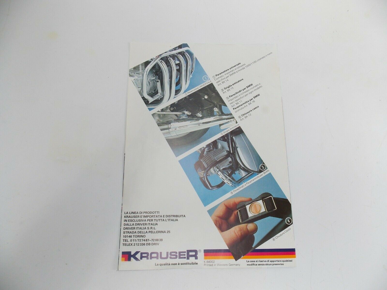 ORIGINAL KRAUSER LUGGAGE SYSTEM TOP CASE BROCHURE AD IN ITALIAN 8"x11" BMW HONDA - MotoRaider
