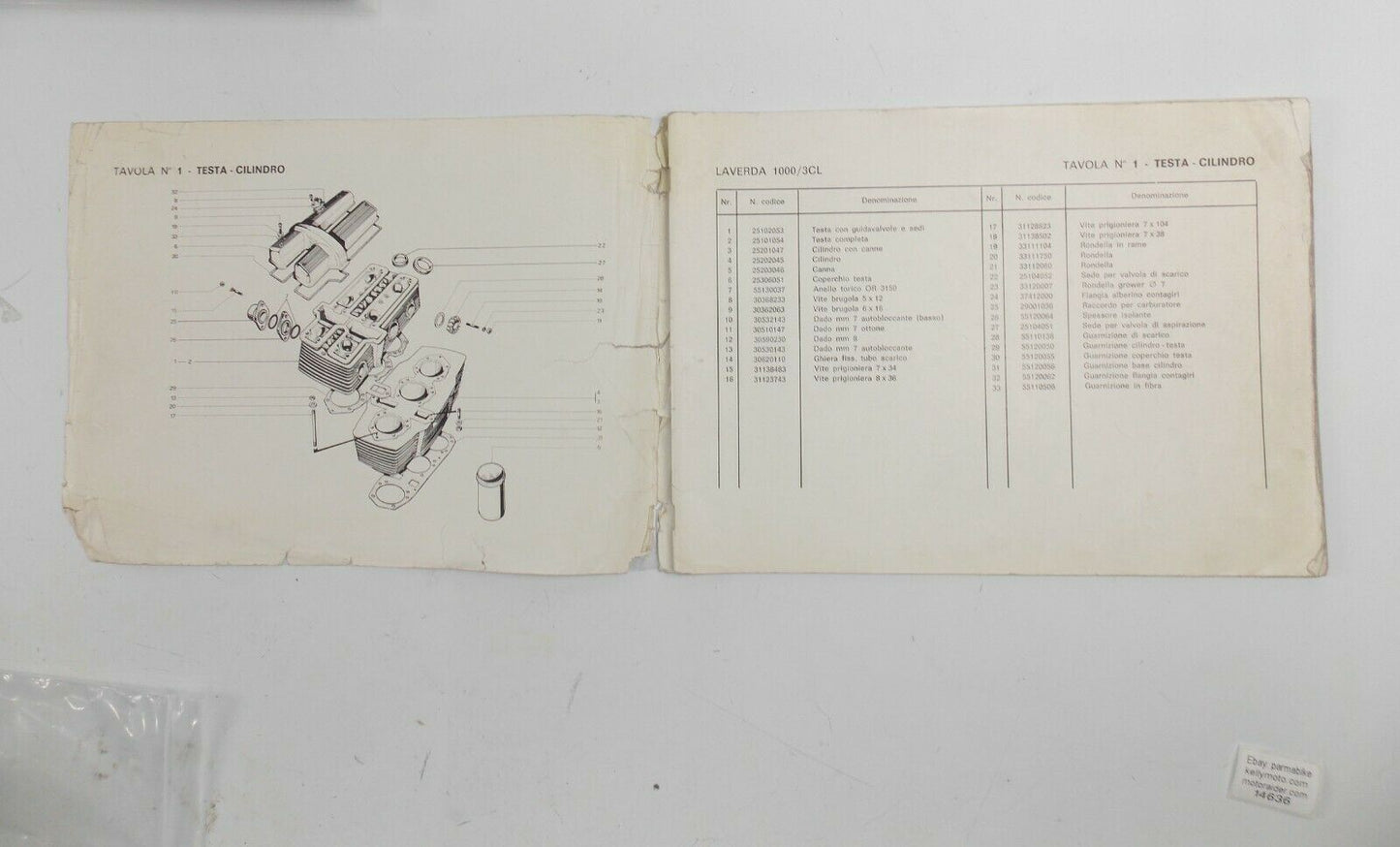1970's LAVERDA 1000cc 3 CYLINDER PARTS MANUAL DIAGRAM BOOK MOTOR CHASSIS ITALIAN - MotoRaider