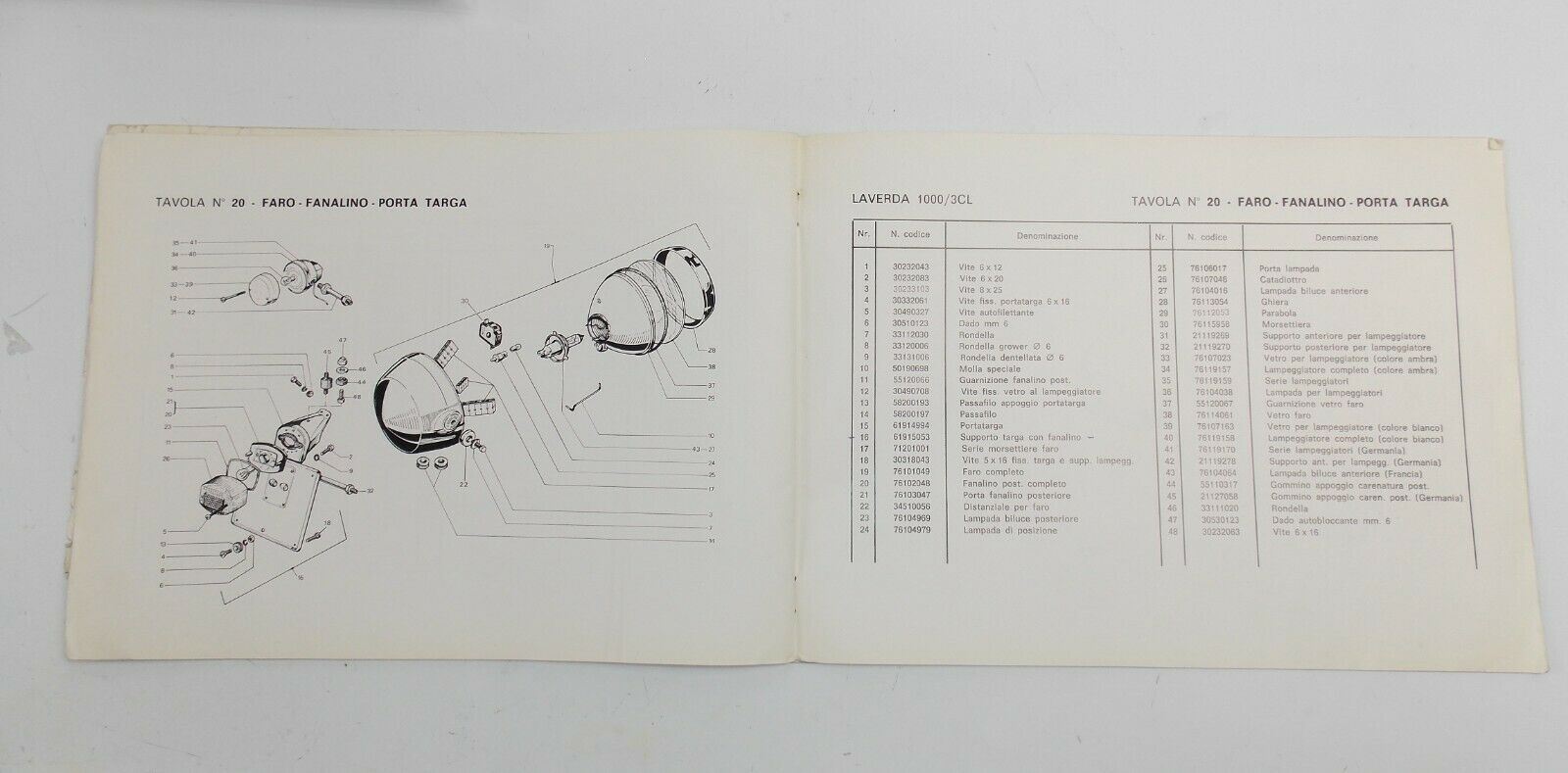 1970's LAVERDA 1000cc 3 CYLINDER PARTS MANUAL DIAGRAM BOOK MOTOR CHASSIS ITALIAN - MotoRaider