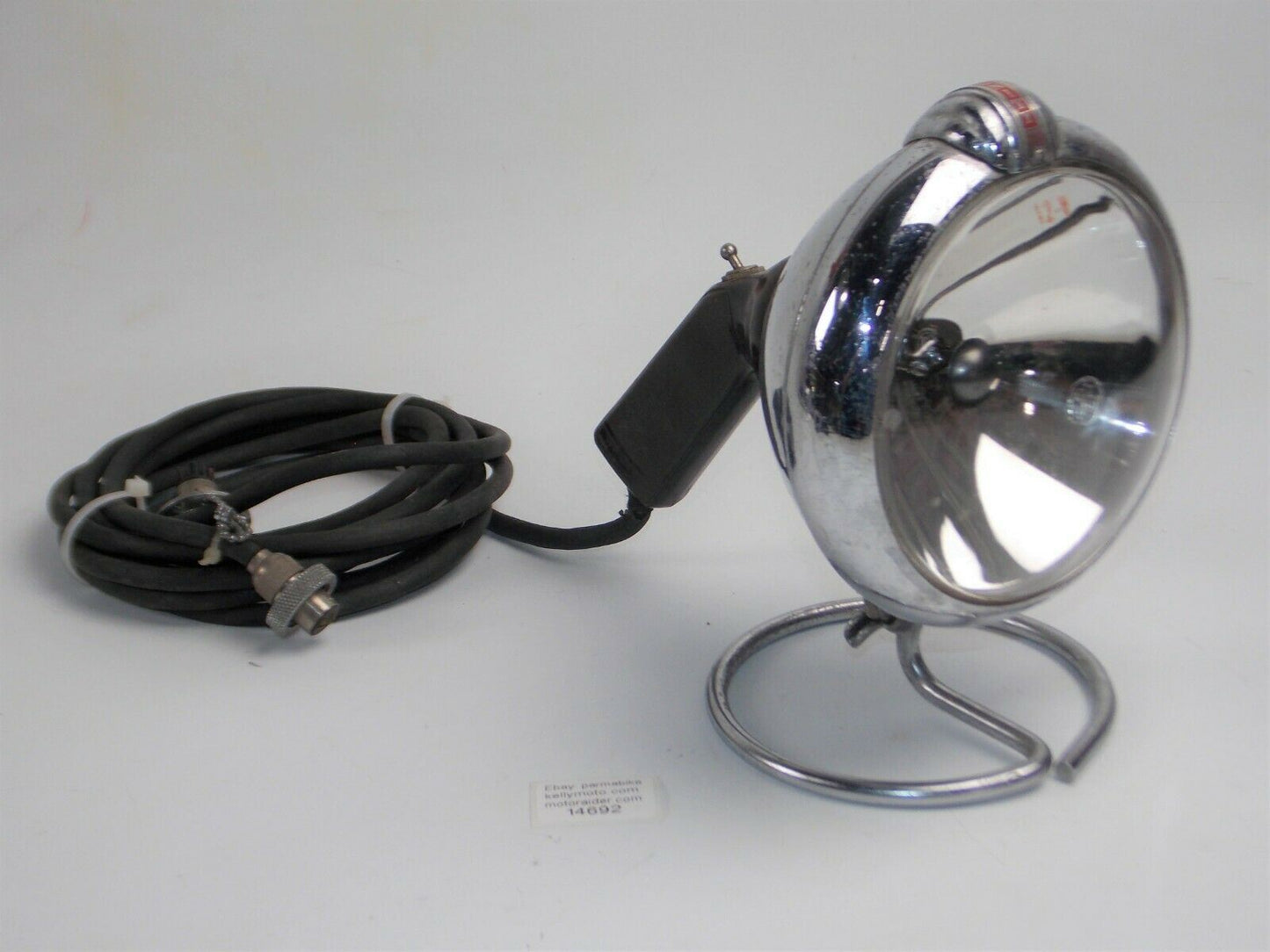 VINTAGE UNITY SPOT SEARCH LIGHT+PLUG OUTLET+ PEDESTALL LENS D=6" POLICE CAR BOAT - MotoRaider