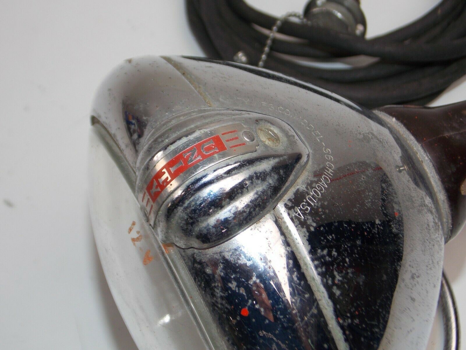 VINTAGE UNITY SPOT SEARCH LIGHT+PLUG OUTLET+ PEDESTALL LENS D=6" POLICE CAR BOAT - MotoRaider
