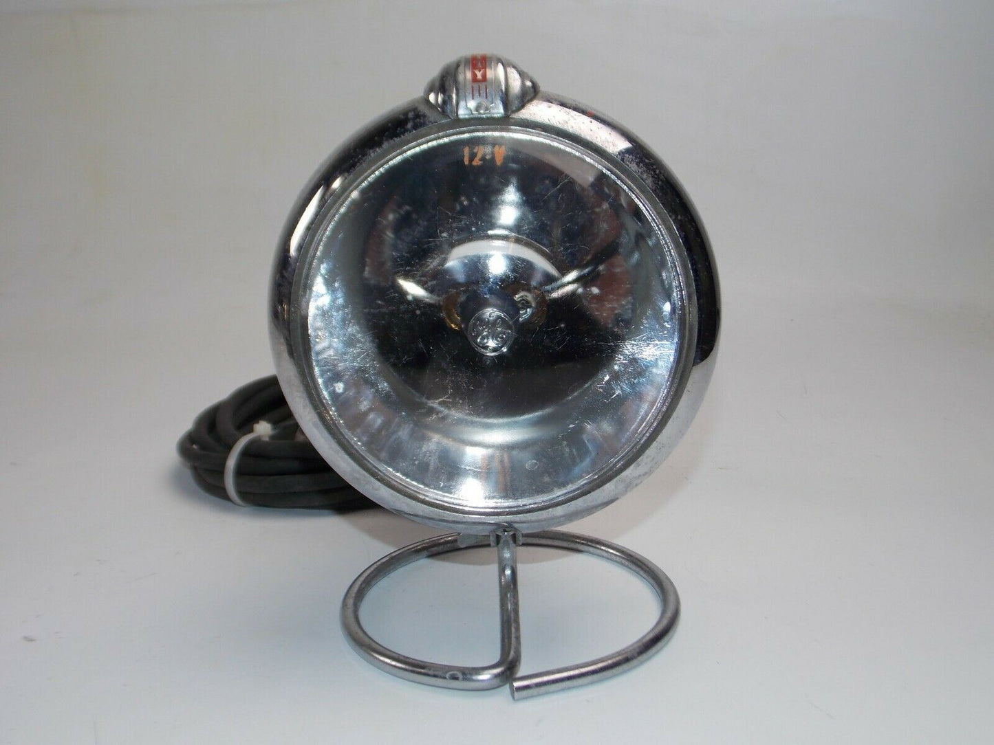 VINTAGE UNITY SPOT SEARCH LIGHT+PLUG OUTLET+ PEDESTALL LENS D=6" POLICE CAR BOAT - MotoRaider