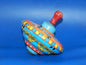 1960's SPIN TOP TIN TOY DIAM=5.5" VINTAGE WOODEN HANDLE - MotoRaider