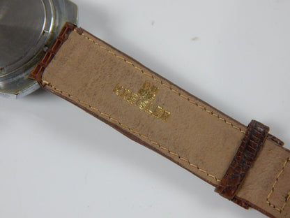 1970's VINTAGE WRIST WATCH SEKONDA 18 JEWELS SWISS MADE 35x40mm LEATHER BAND - MotoRaider