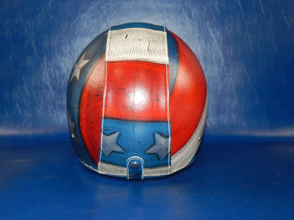 BARUFFALDI HELMET AMERICAN FLAG WHITE BLUE RED LEATHER HARLEY CUSTOM RACE ITALY - MotoRaider