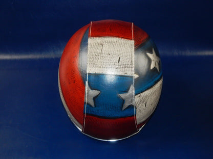 BARUFFALDI HELMET AMERICAN FLAG WHITE BLUE RED LEATHER HARLEY CUSTOM RACE ITALY - MotoRaider
