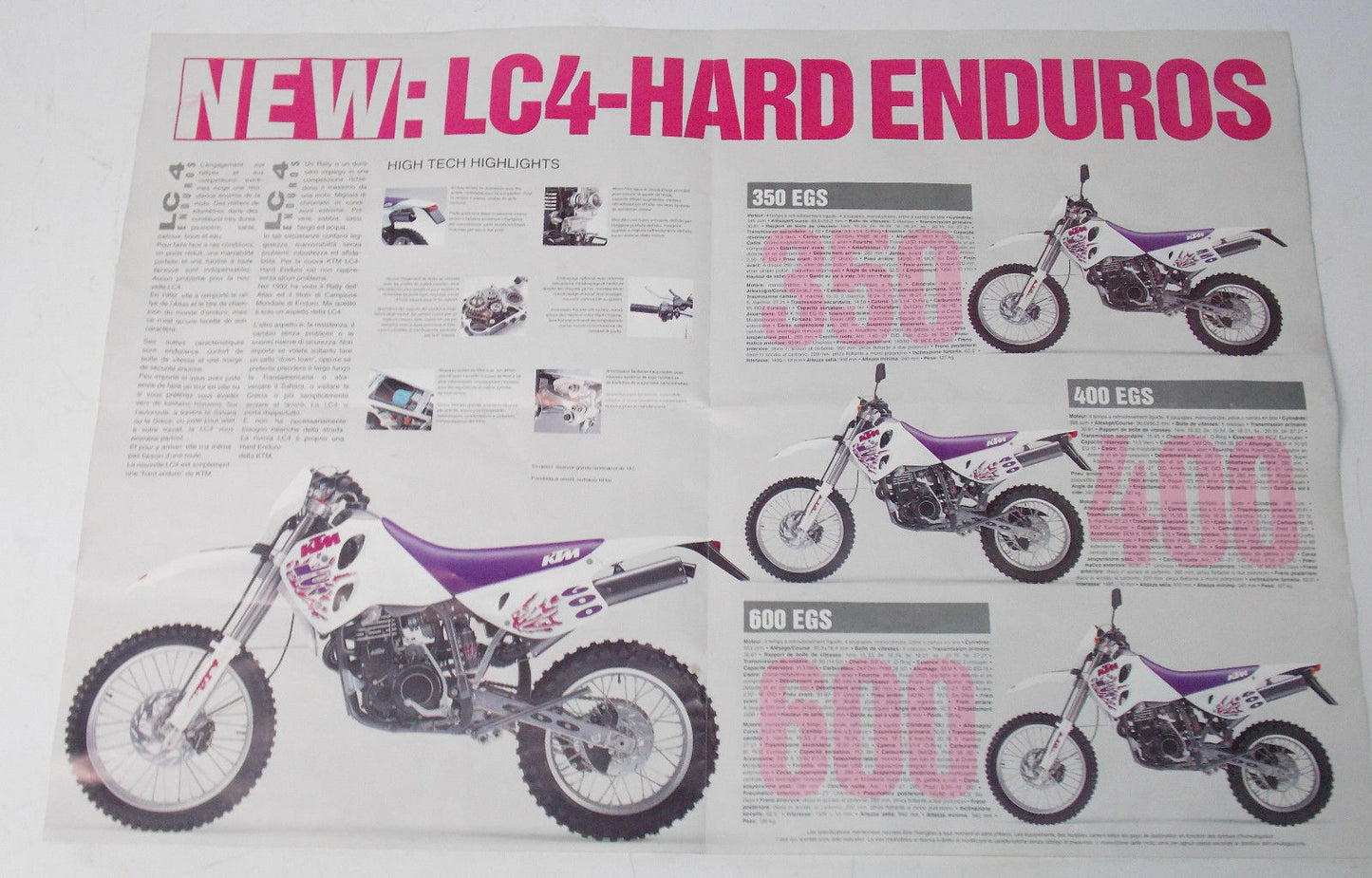 1993 KTM LC4 ENDURO EGS 350 400 600 BROCHURE MANIFEST FARIOLI RINALDI ARCARONS - MotoRaider