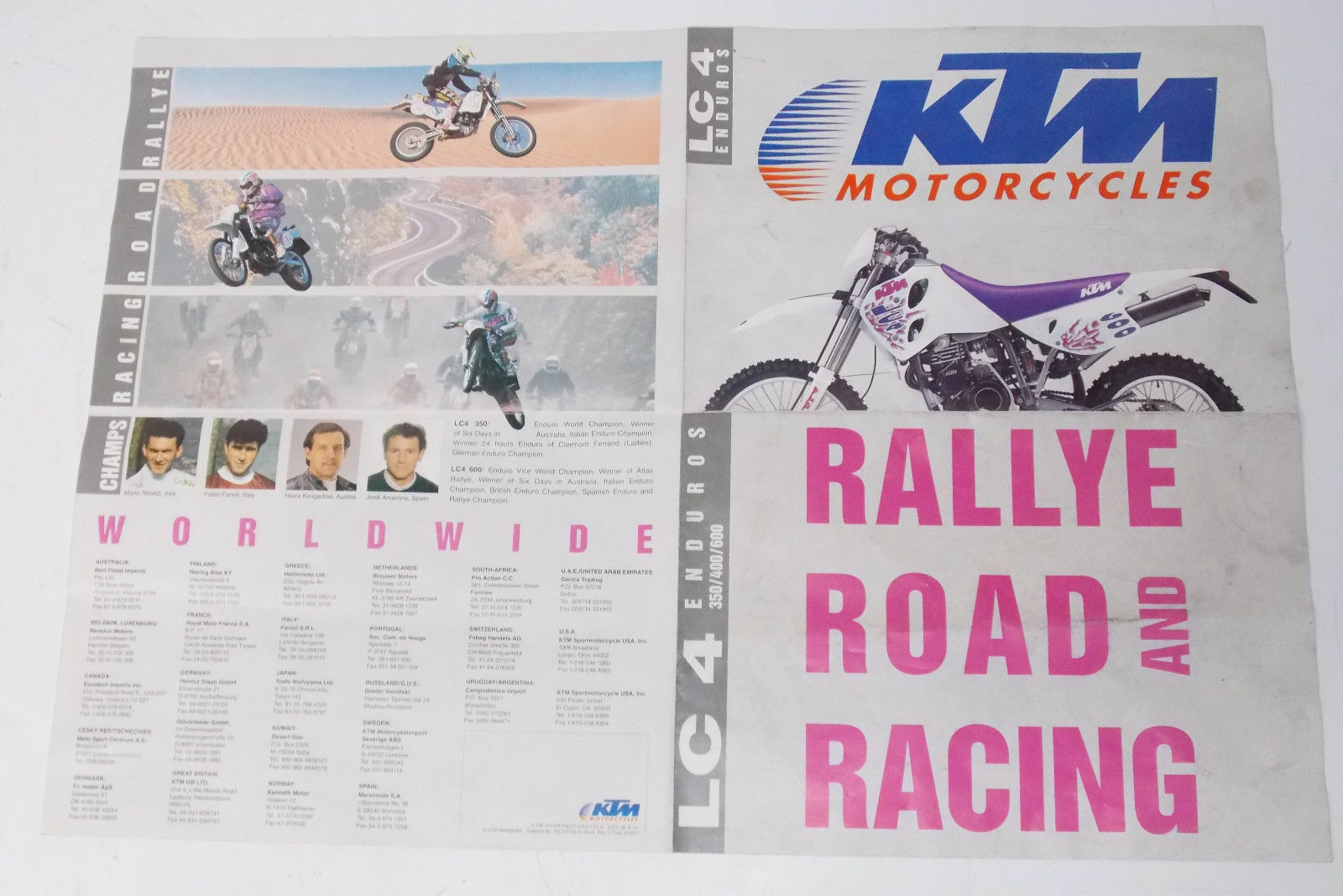 1993 KTM LC4 ENDURO EGS 350 400 600 BROCHURE MANIFEST FARIOLI RINALDI ARCARONS - MotoRaider