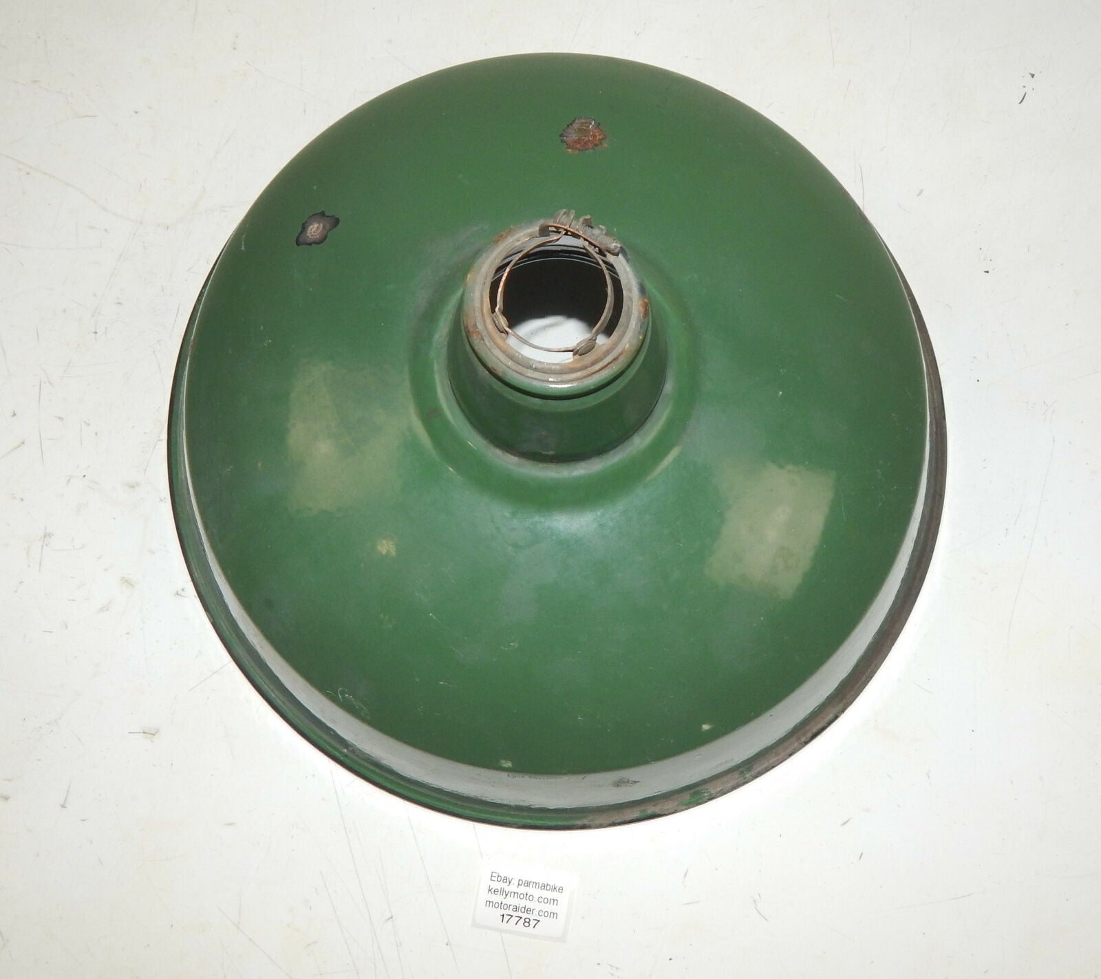 VINTAGE METAL SHOP LIGHT SHADES GREEN PORCELAIN ENAMEL D=14" GARAGE INDUSTRIAL L - MotoRaider
