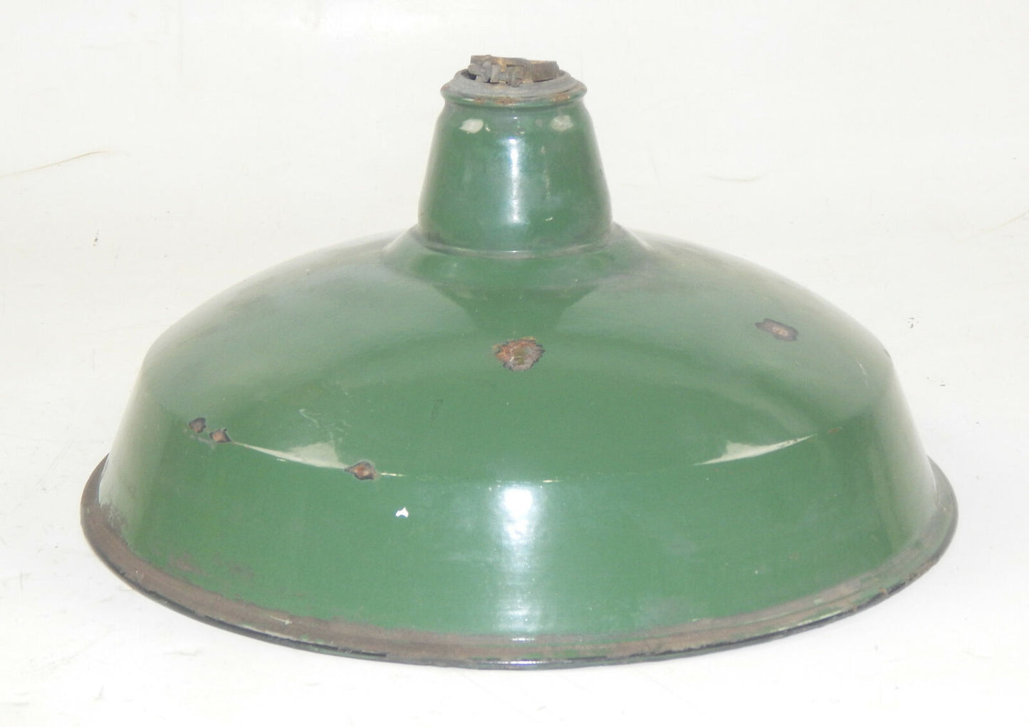 VINTAGE METAL SHOP LIGHT SHADES GREEN PORCELAIN ENAMEL D=14" GARAGE INDUSTRIAL L - MotoRaider