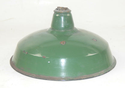 VINTAGE METAL SHOP LIGHT SHADES GREEN PORCELAIN ENAMEL D=14" GARAGE INDUSTRIAL L - MotoRaider