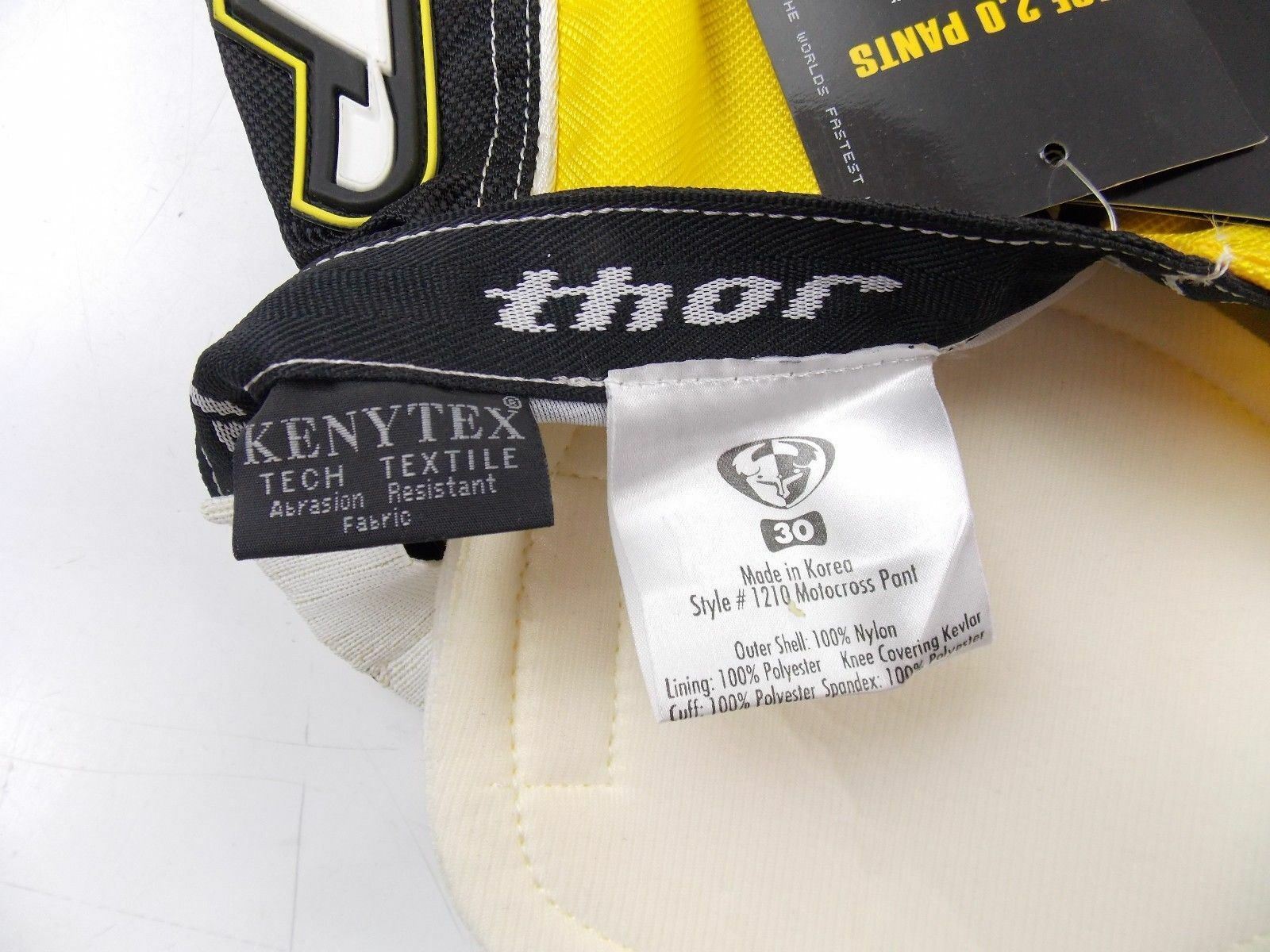 MOTORCYCLE ATV OFF ROAD THOR PHASE 2 KENYTEX MEN PANTS SIZE 30 YELLOW 1021-60-30 - MotoRaider