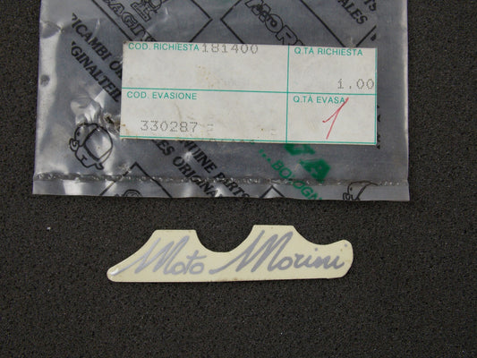 NOS OEM CAGIVA MORINI 1987 501 EXCALIBUR MOTO MORINI SIGNATURE STICKER 330287 - MotoRaider