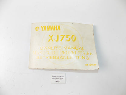 NOS 1982 YAMAHA XJ750 OWNER MANUAL BOOK ENGLISH/FRENCH/GERMAN 11M-28199-80 - MotoRaider