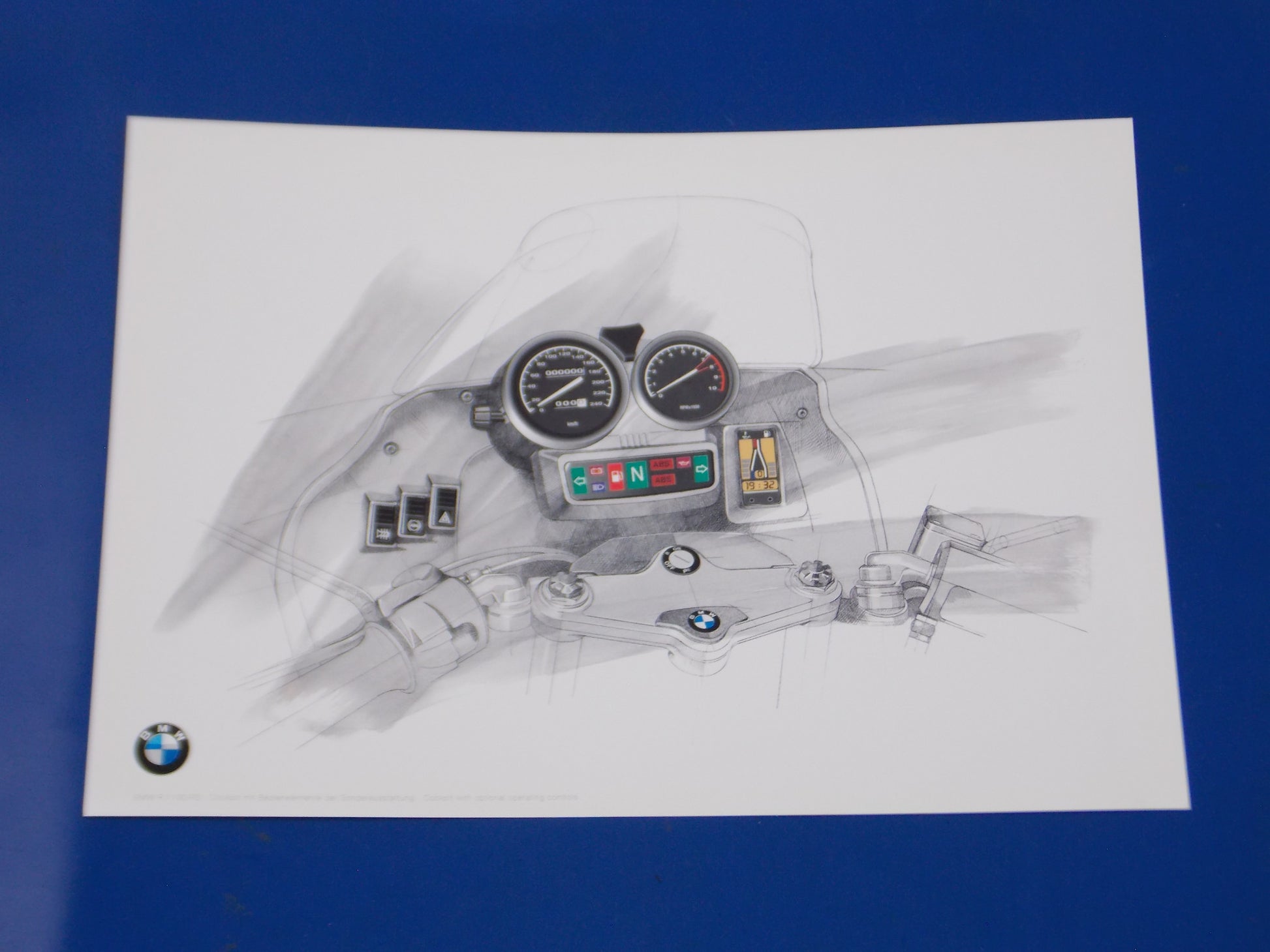 ORIGINAL BMW 1993 R1100RS DEALER SALES BROCHURE TECHNICAL ART GERMAN ENGLISH - MotoRaider