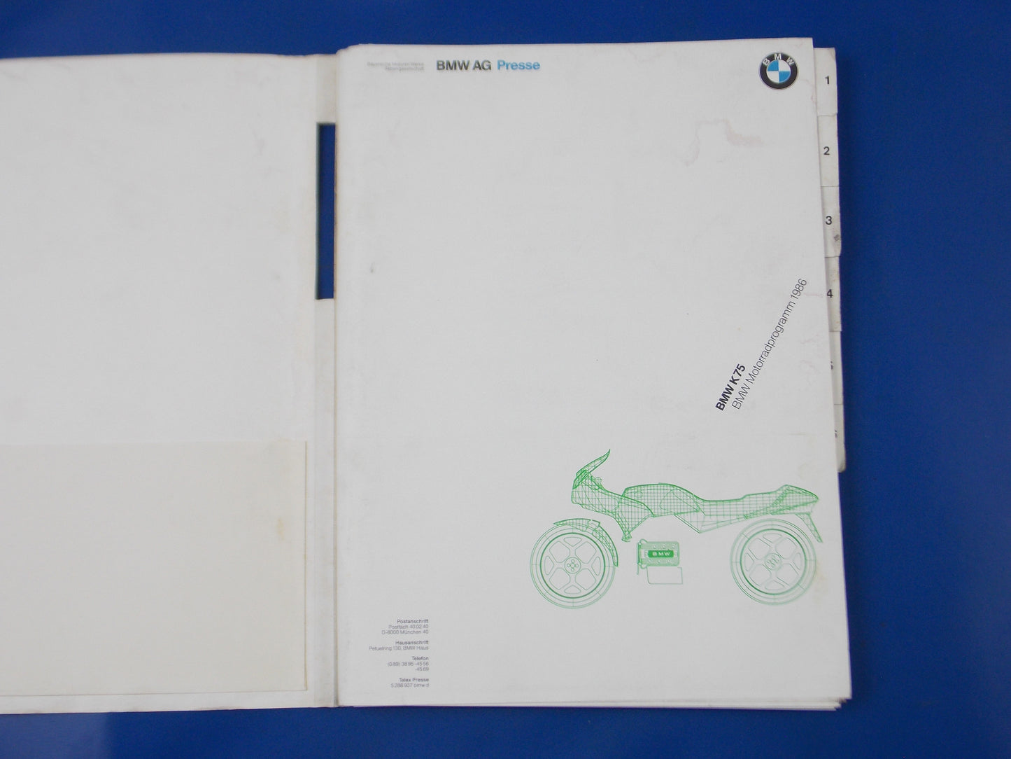 BMW 1986 K75 K100 R65 R80 DEALER SALES PERSON TECHNICAL INFORMATION BOOK ITALIAN - MotoRaider