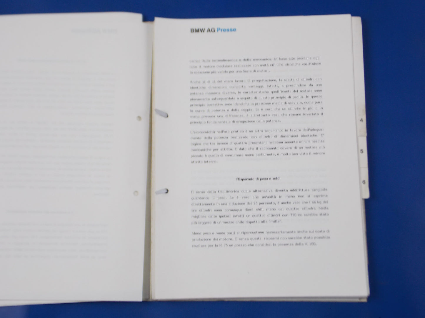 BMW 1986 K75 K100 R65 R80 DEALER SALES PERSON TECHNICAL INFORMATION BOOK ITALIAN - MotoRaider