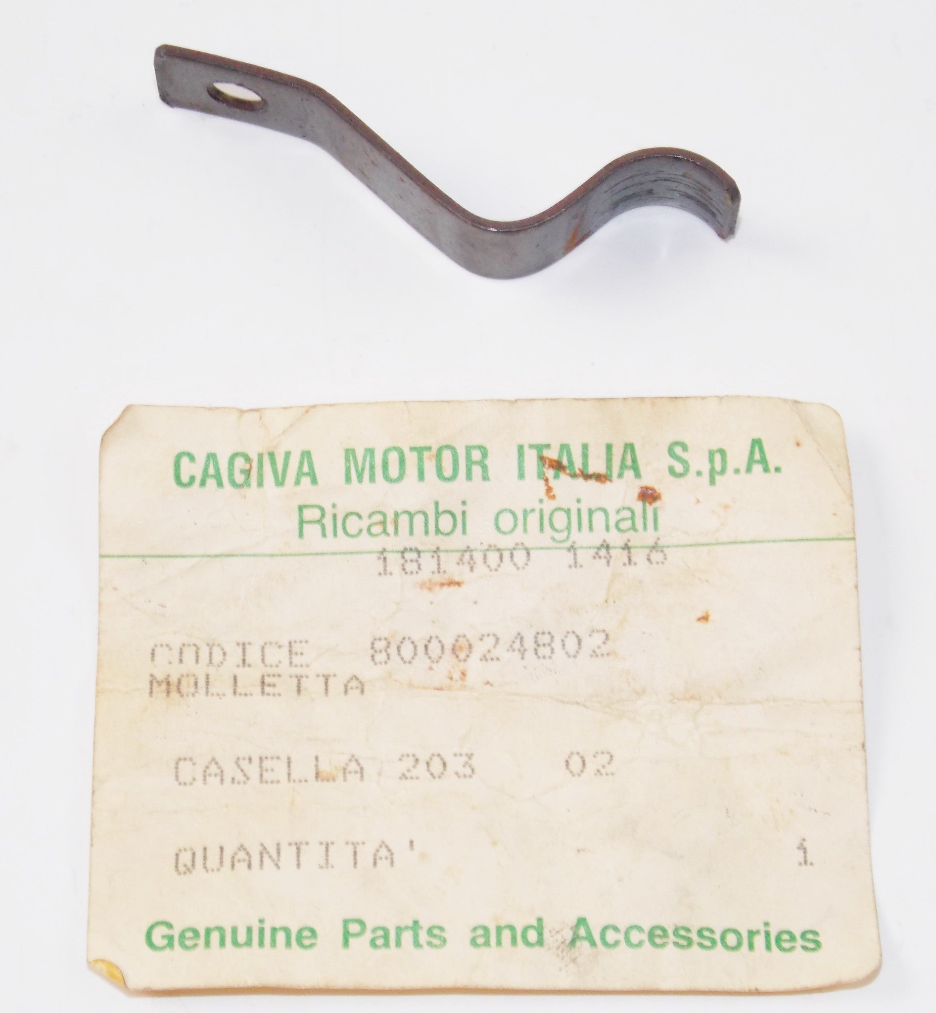OEM CAGIVA 1978 SST 125 LICENSE PLATE HOLDER SPRING 800024802 VINTAGE ITALY - MotoRaider