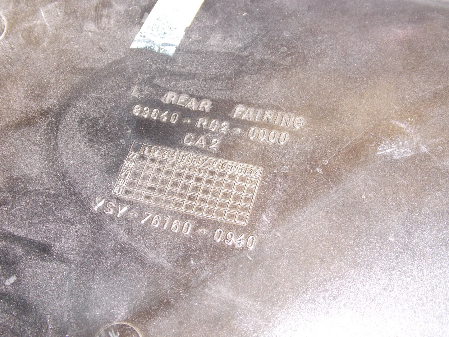 NOS OEM CAGIVA 1992 FRECCIA 125-C12R 6 SP LEFT SIDE BLACK REAR FAIRING 800073386 - MotoRaider