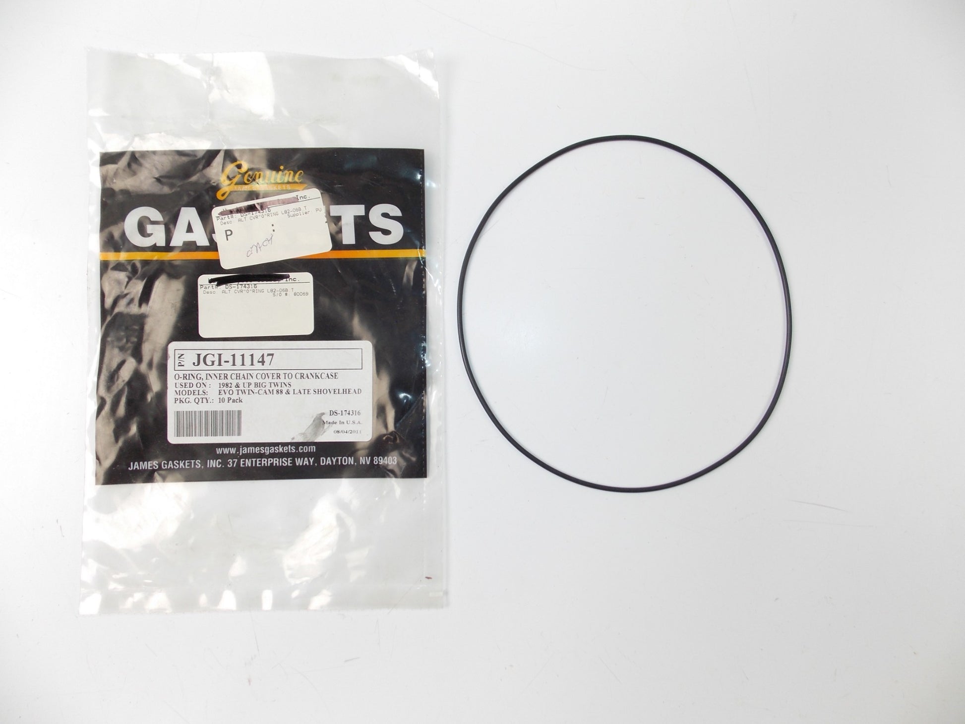 JAMES GASKETS 1982 FLT/FXR O-RING INNER CHAIN COVER TO CRANKCASE JGI-11147 - MotoRaider
