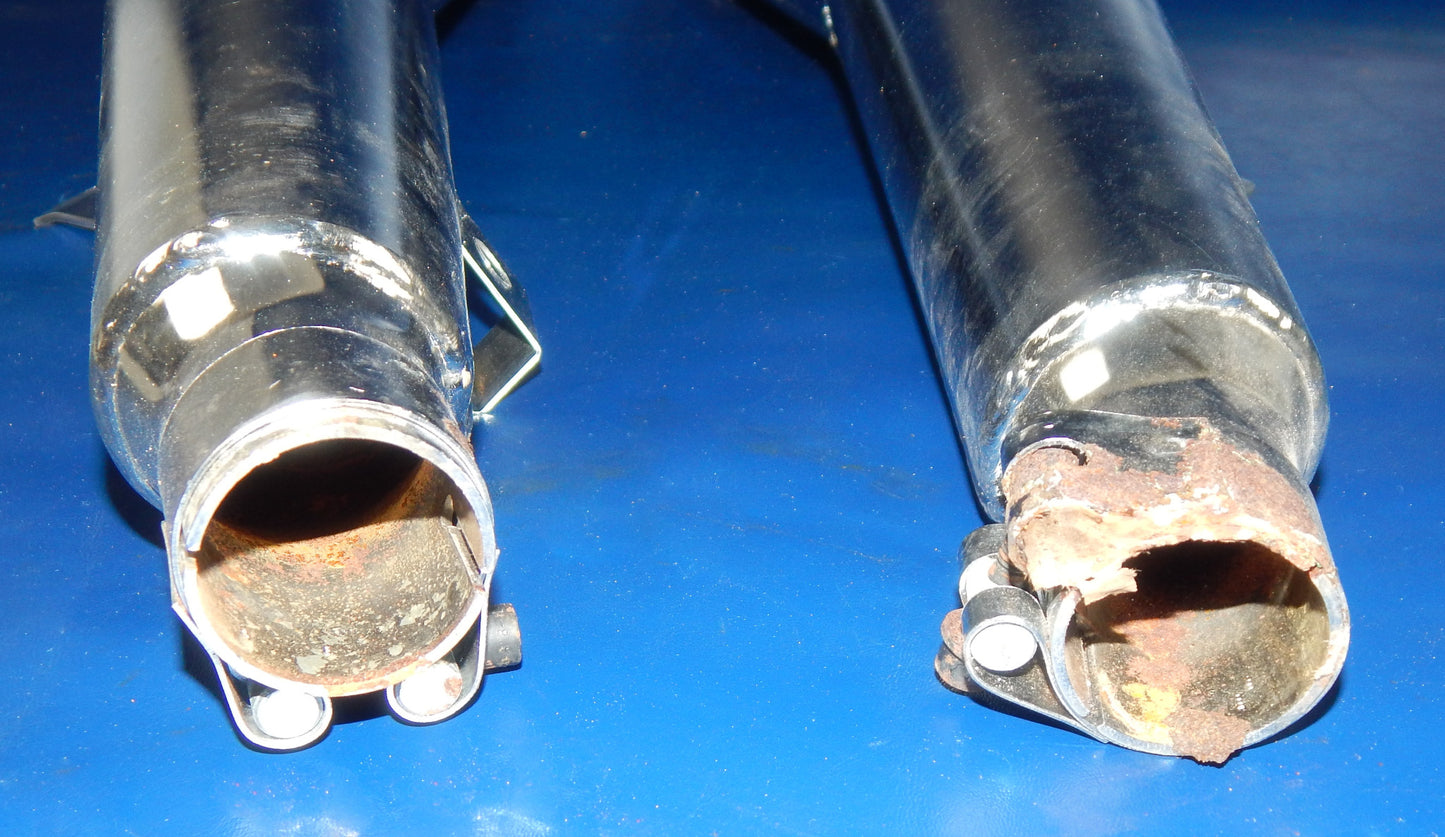 MARVING CHROME RIGHT/LEFT EXHAUST MUFFLER PIPE SILENCER YAMAHA 80's XJ900 Y2011C - MotoRaider