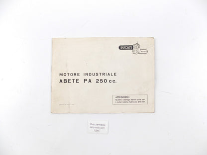 DUCATI 1969 INDUSTRIAL ENGINE ABETE PA 250cc SPARE PARTS CATALOG MANUAL ITALIAN - MotoRaider
