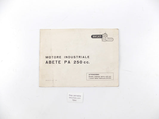 DUCATI 1969 INDUSTRIAL ENGINE ABETE PA 250cc SPARE PARTS CATALOG MANUAL ITALIAN - MotoRaider