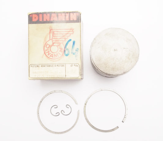 NOS DINAMIN PISTON + RINGS + PIN + CLIPS SET CPL. D. 64 mm VESPA 150 GL - MotoRaider