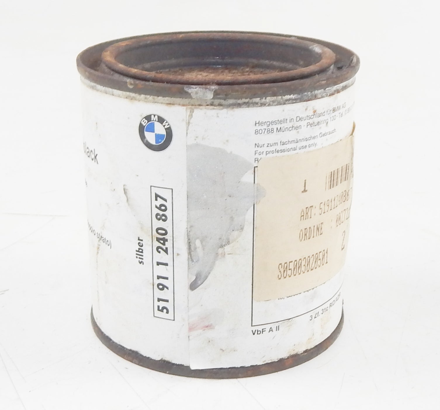 OEM BMW PAINT CAN 250ml BASECOAT METALLIC SILVER (SILBER) 51911240867 - MotoRaider