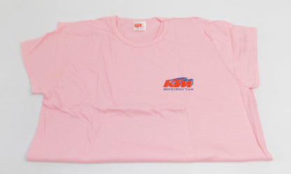 1980's KTM  MOTO CROSS TEAM T-SHIRT PINK COLOR SIZE L WOMEN PENTON - MotoRaider