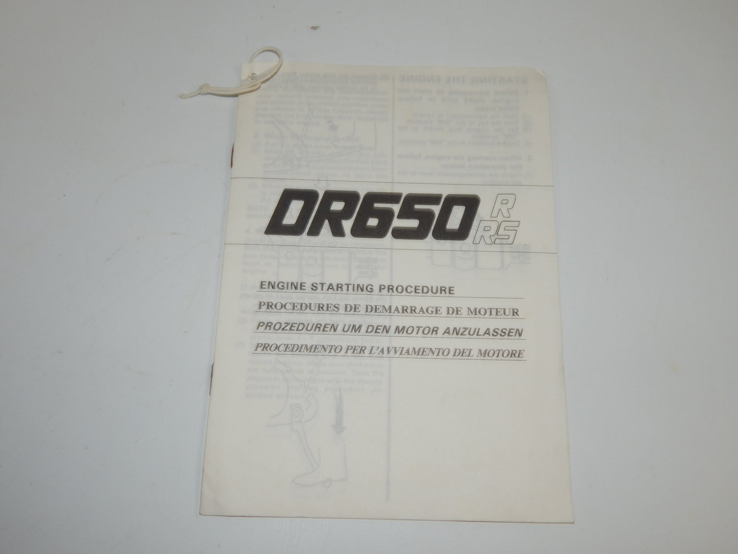 1990 SUZUKI DR650-R USER OWNER MANUAL BOOK 99011-14A26-022 MULTI LANGUAGE - MotoRaider