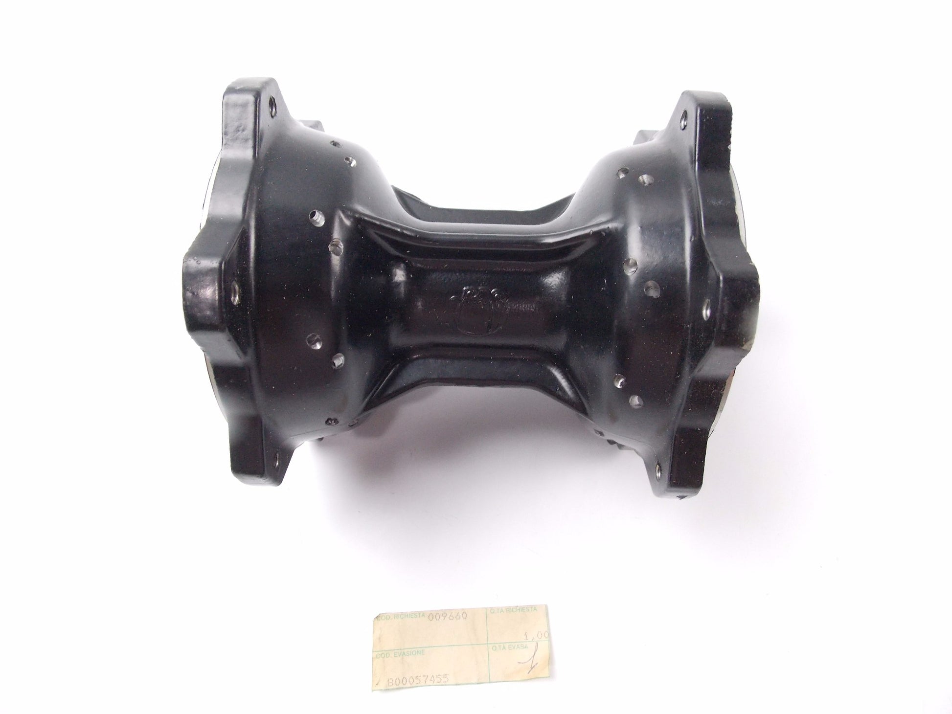 NOS OEM CAGIVA 1988-1989 COCIS 50 1975 COCIS 75 FRONT WHEEL HUB BLACK 800057455 - MotoRaider