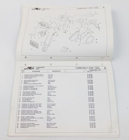 1989 APRILIA TUAREG RALLY 125 SPARE PARTS CATALOG MANUAL BOOK 100 - MotoRaider
