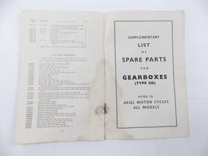 ARIEL 1955 LH 200 COLT | VH 500 HUNTER | KH 500 SUPPLEMENTARY LIST SPARE PARTS - MotoRaider