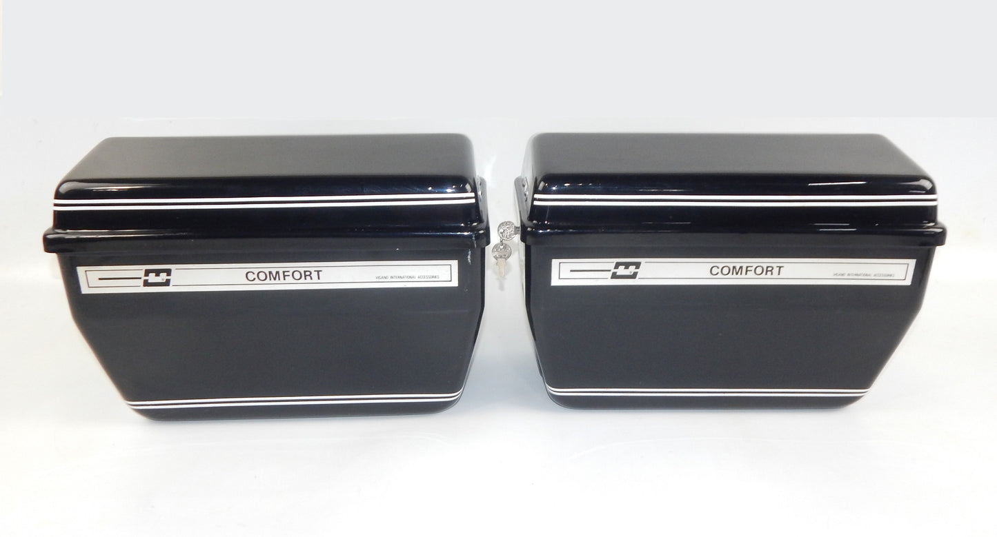 VIGANO COMFORT MOTORCYCLE LUGGAGE CASE SET BLACK VINTAGE GUZZI DUCATI GILERA BMW - MotoRaider