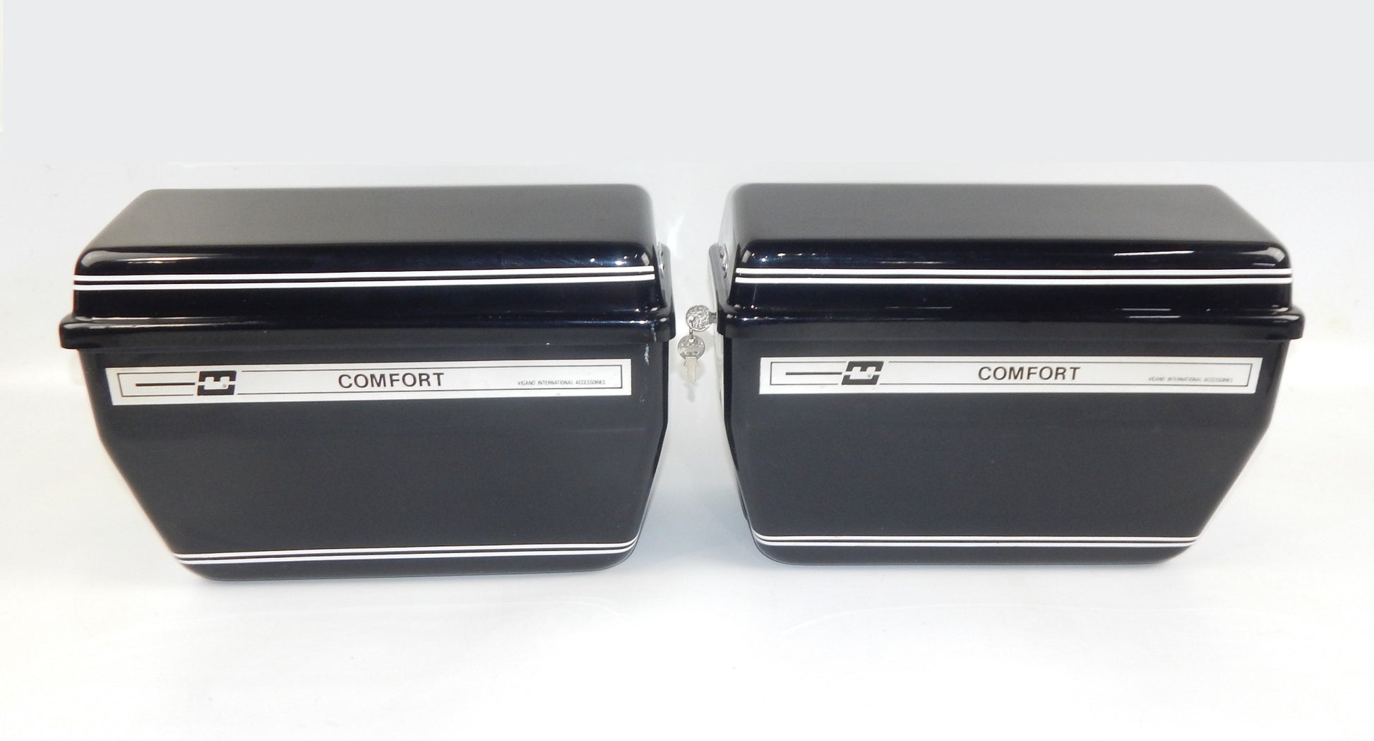 VIGANO COMFORT MOTORCYCLE LUGGAGE CASE SET BLACK VINTAGE GUZZI DUCATI GILERA BMW - MotoRaider